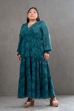 Maxivestido manga larga de gasa Amarisse