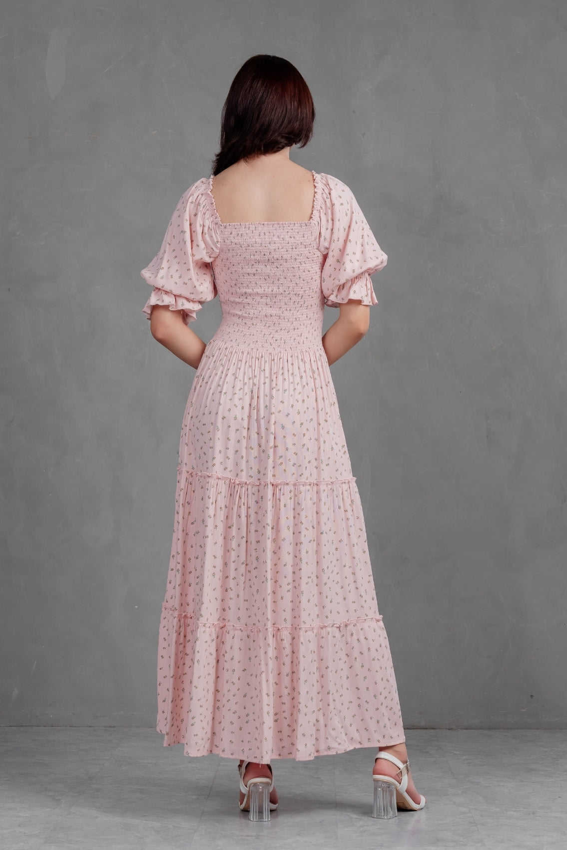 Maxivestido Gabriela mangas abullonadas