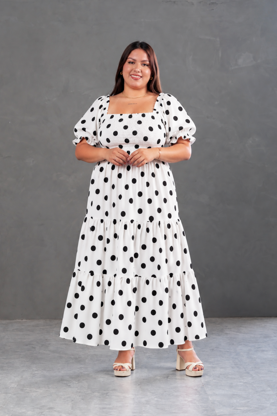 Maxivestido Gabriela Polka Dots Blanco