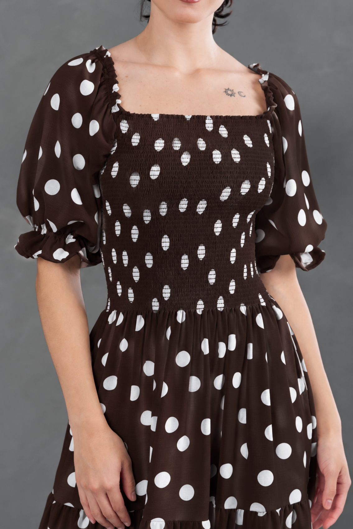 Maxivestido Gabriela Polka Dots Marrón