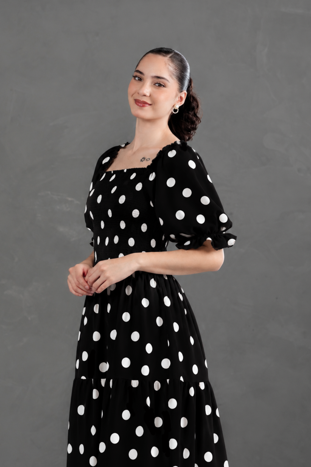 Maxivestido Gabriela Polka Dots Negro