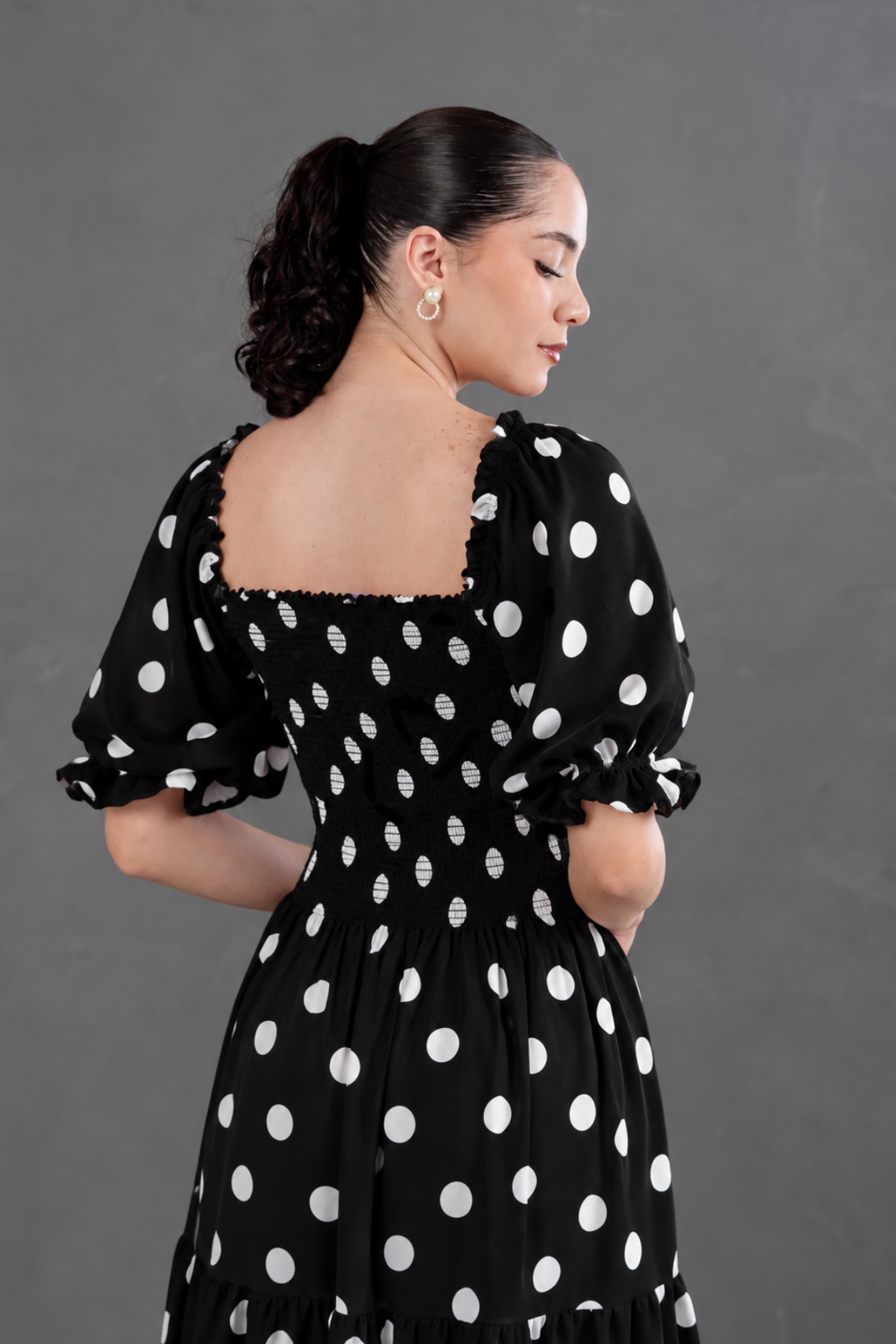 Maxivestido Gabriela Polka Dots Negro