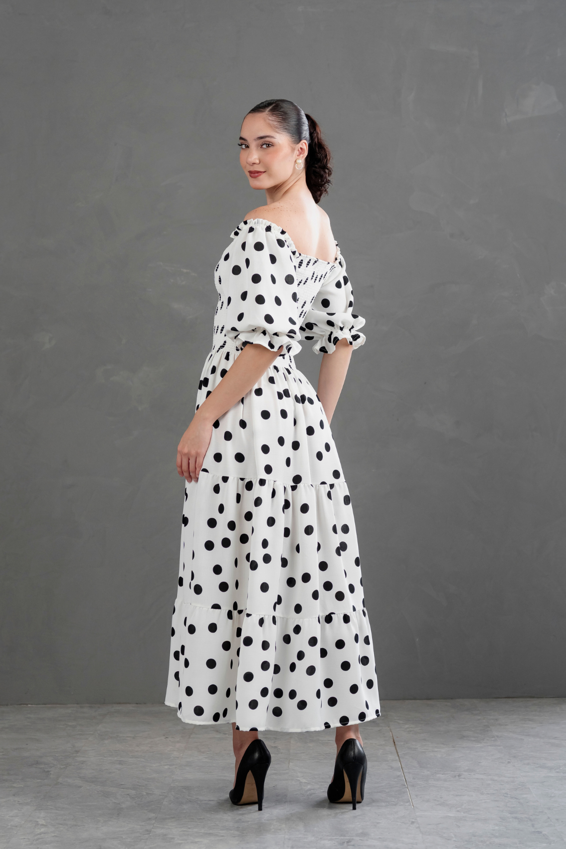 Maxivestido Gabriela Polka Dots Blanco
