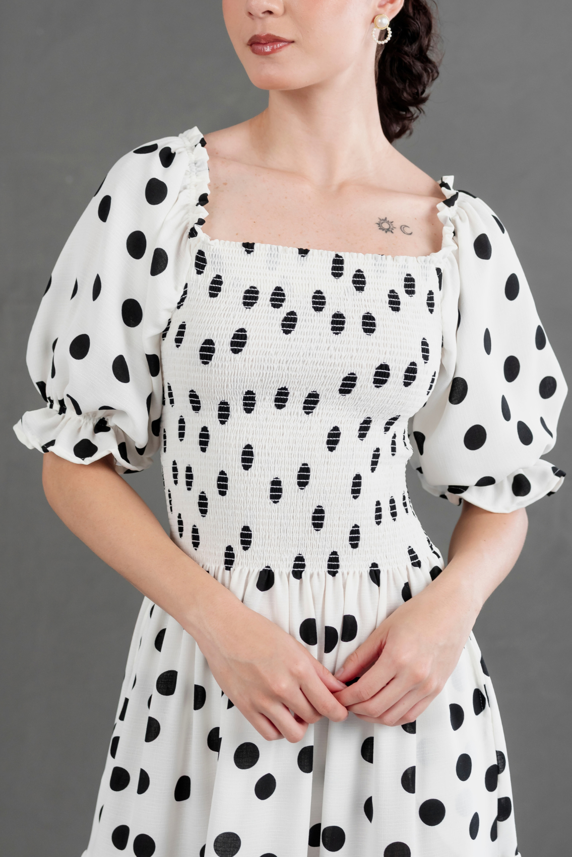 Maxivestido Gabriela Polka Dots Blanco