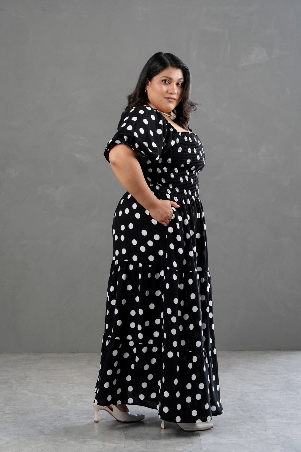 Maxivestido Gabriela Polka Dots Negro