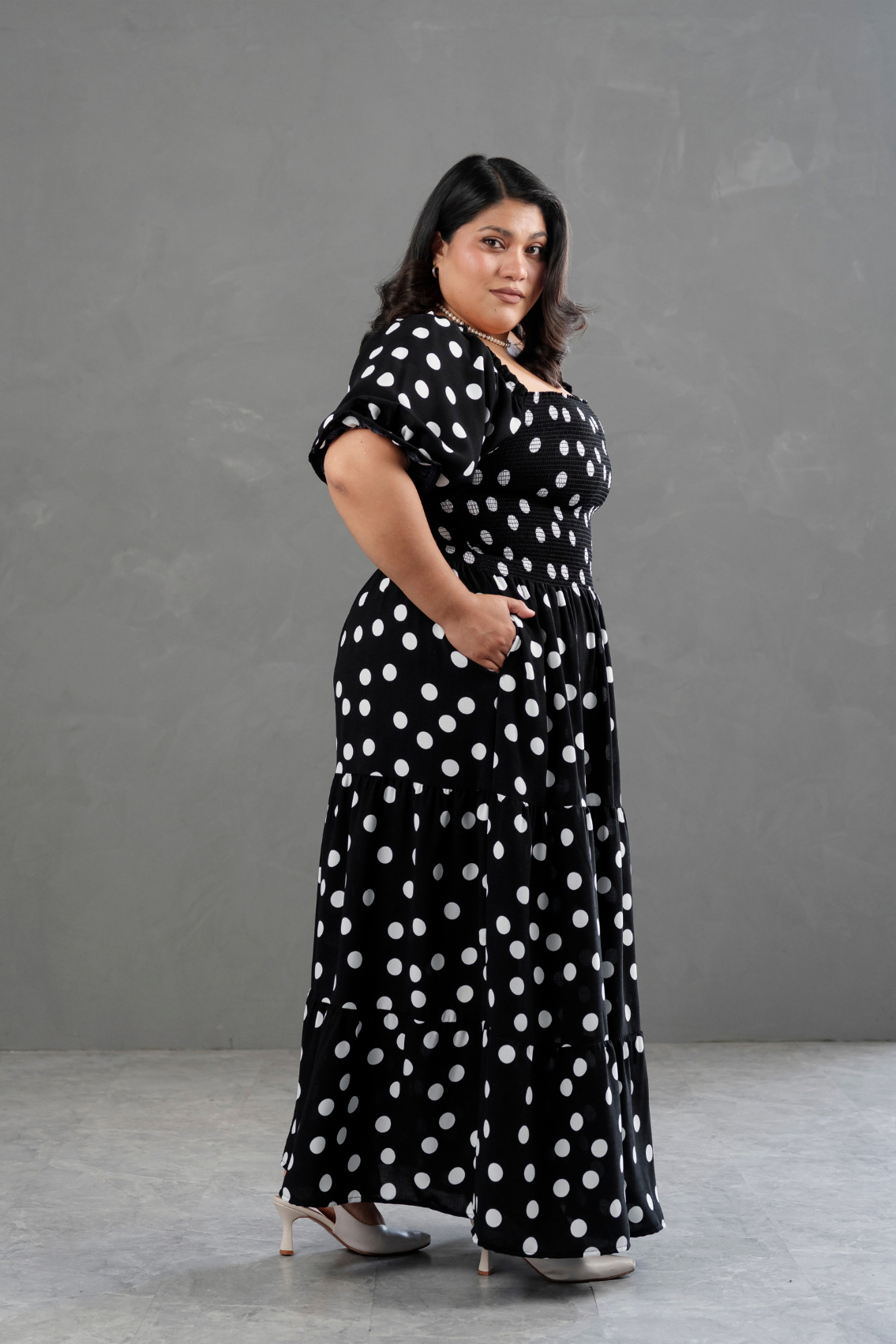 Maxivestido Gabriela Polka Dots Negro