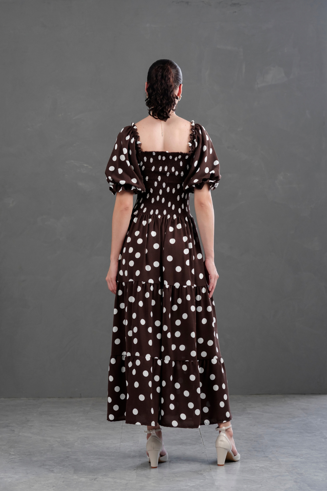 Maxivestido Gabriela Polka Dots Marrón