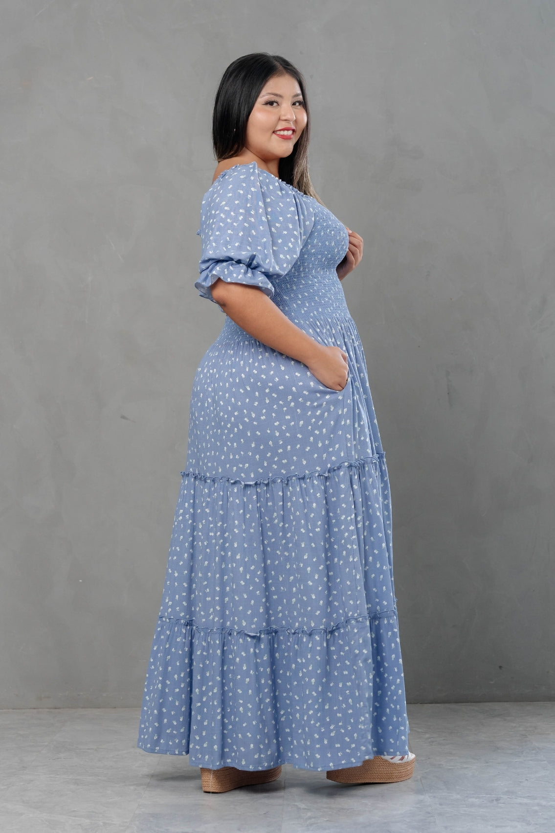 Maxivestido Gabriela mangas abullonadas