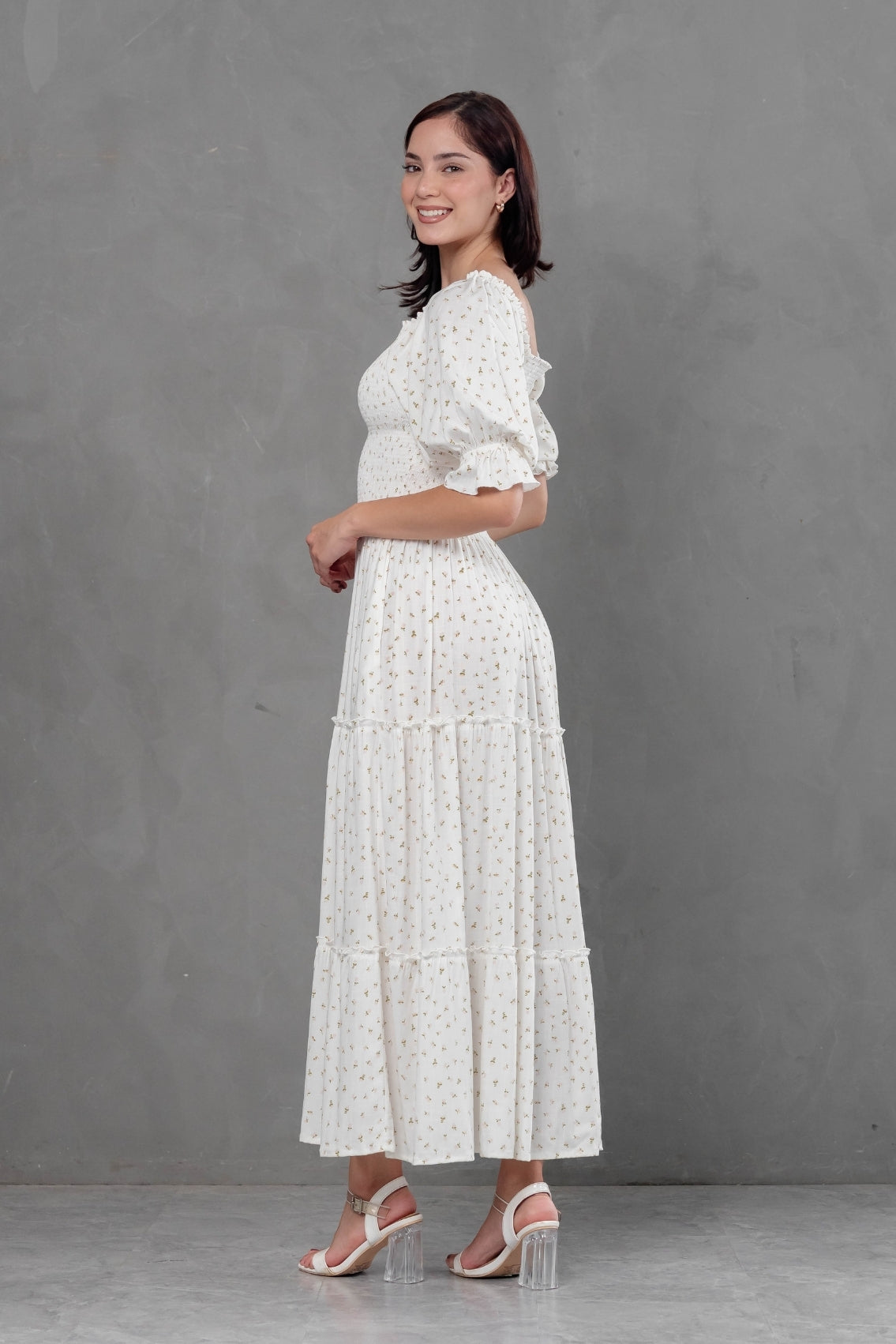 Maxivestido Gabriela mangas abullonadas