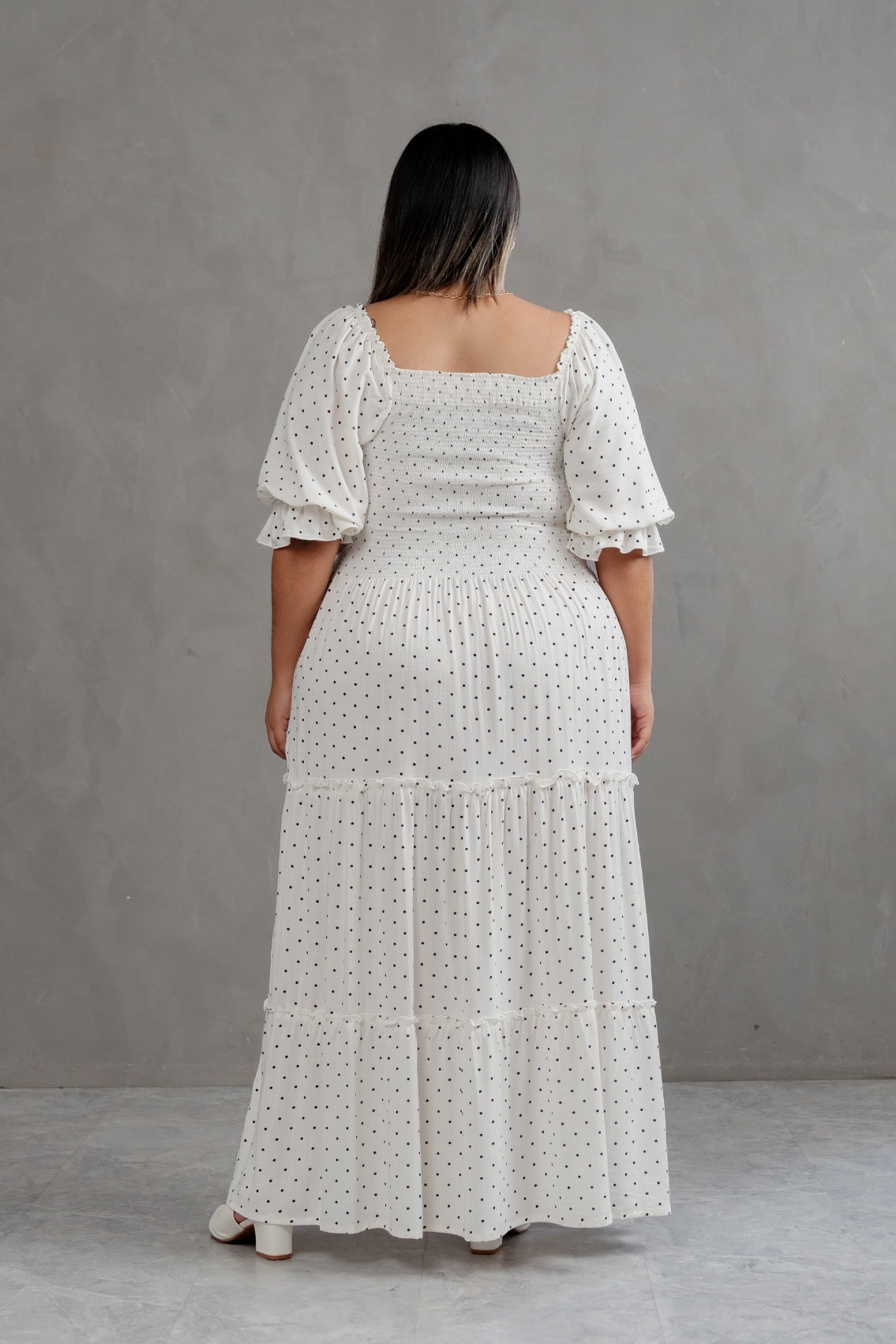 Maxivestido Gabriela Polka blanco