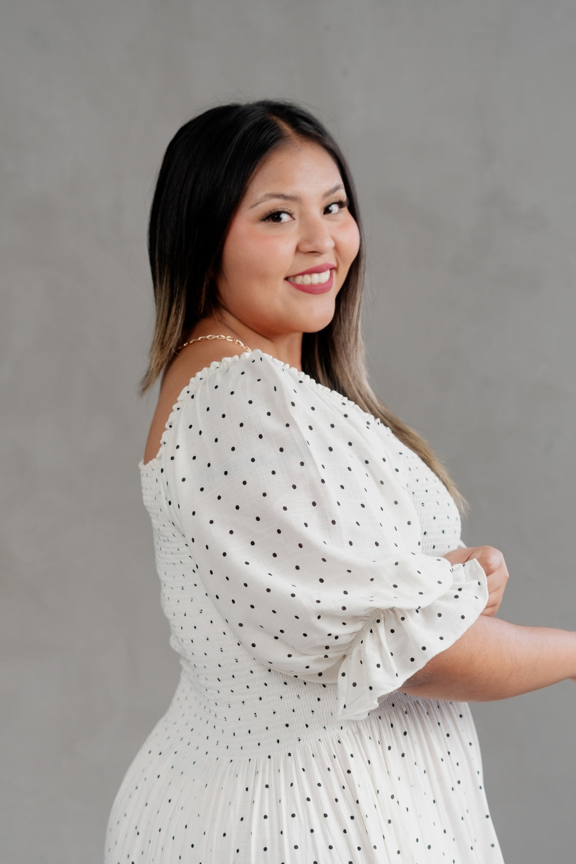 Maxivestido Gabriela Polka blanco