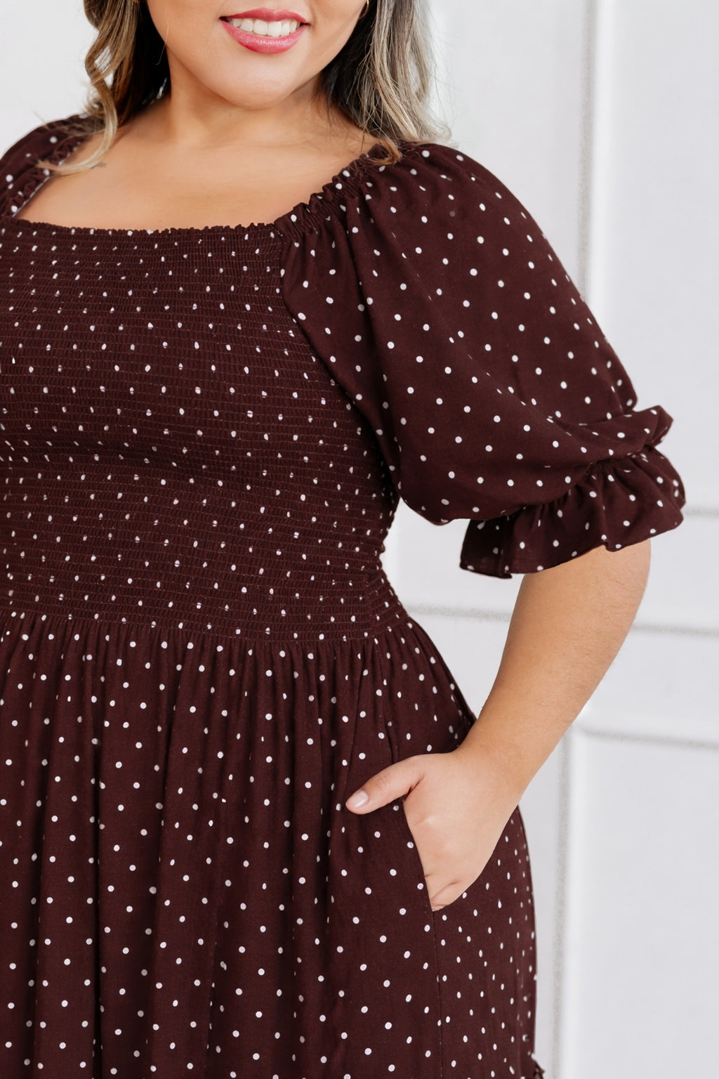 Maxivestido Gabriela Polka marrón