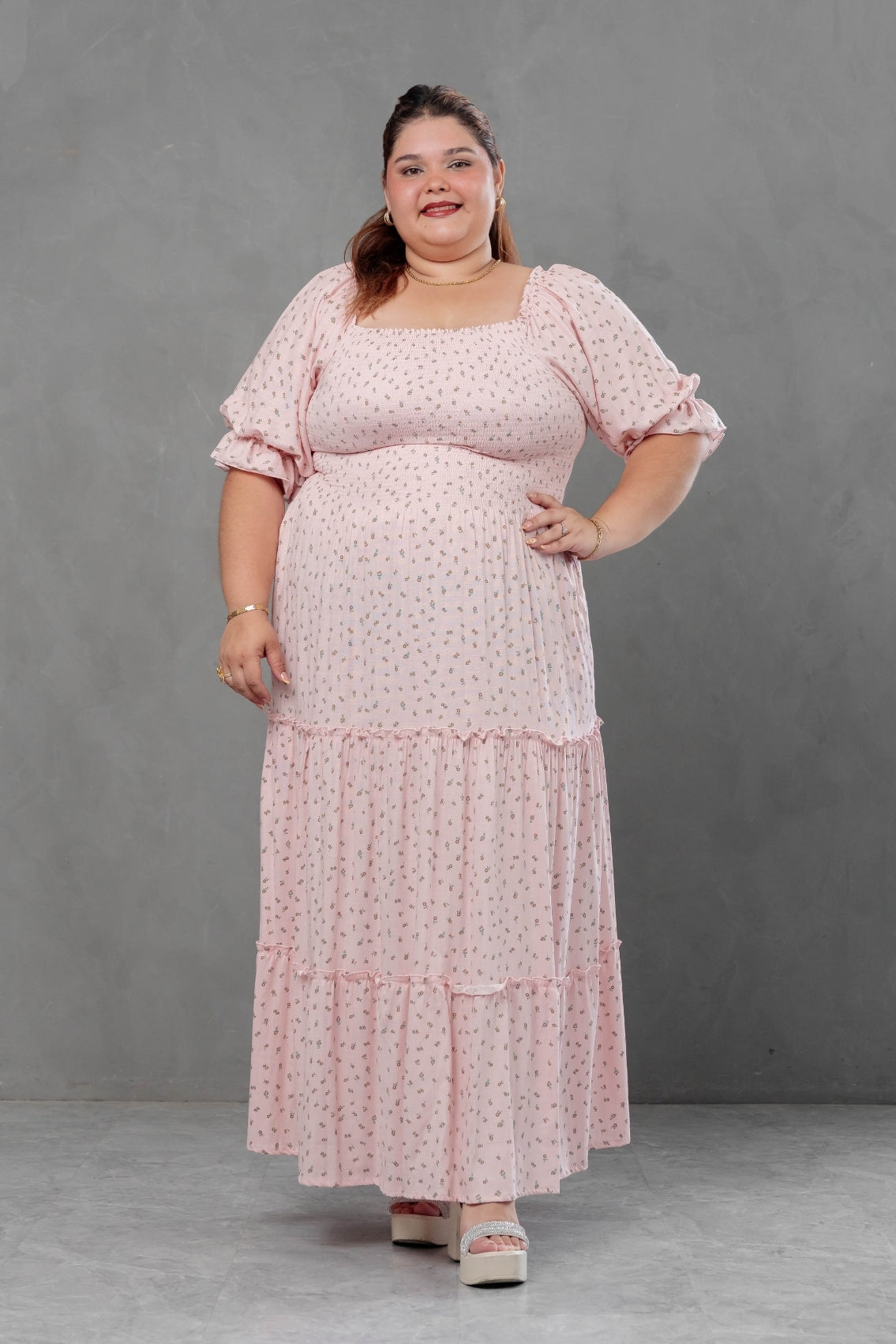 Maxivestido Gabriela mangas abullonadas