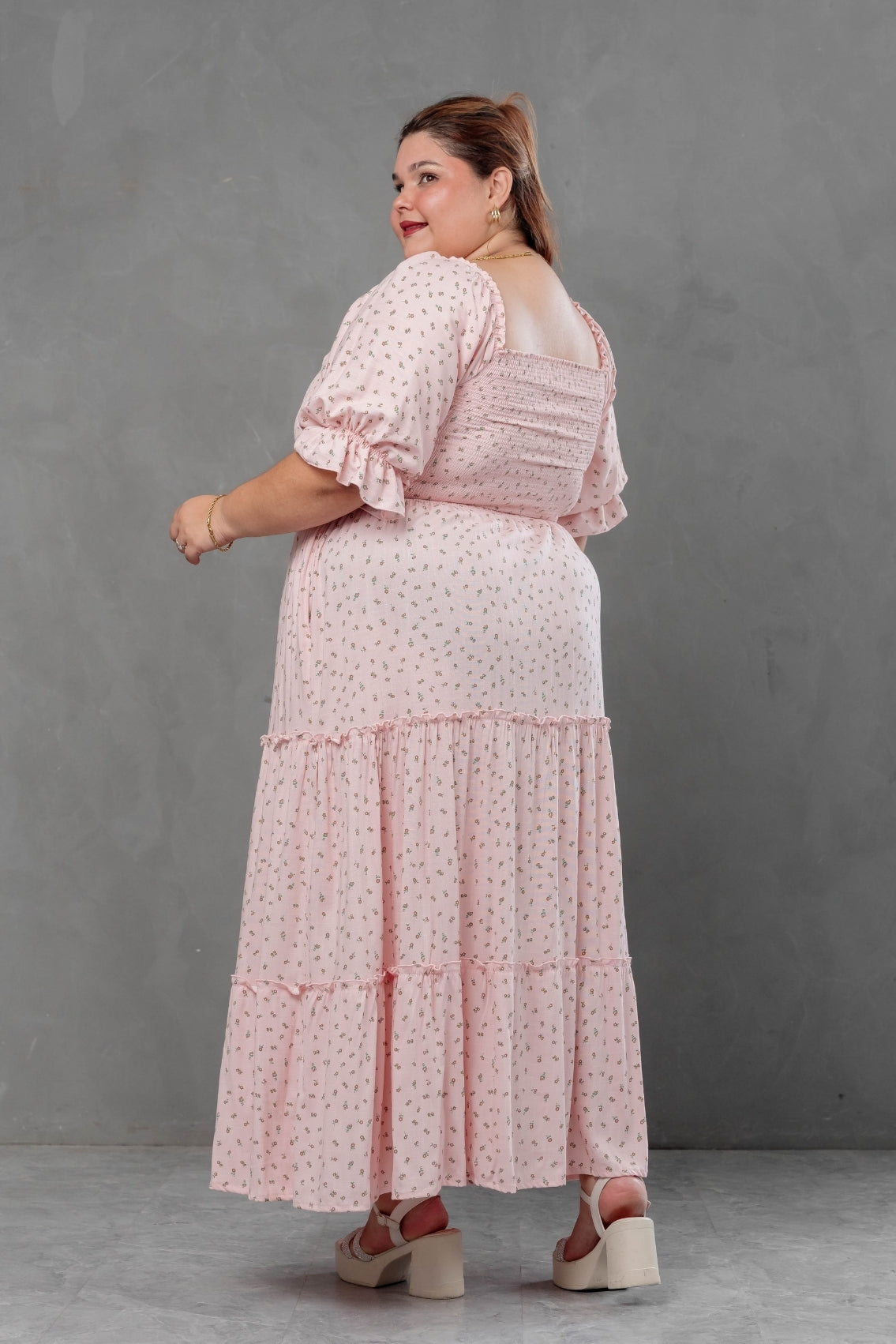 Maxivestido Gabriela mangas abullonadas