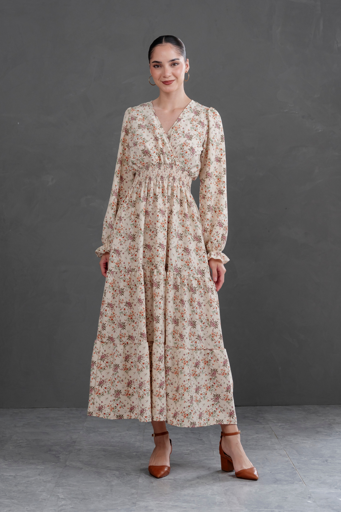 Maxivestido manga larga Lara Flores