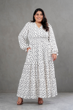 Maxivestido Lara Polka Dots blanco