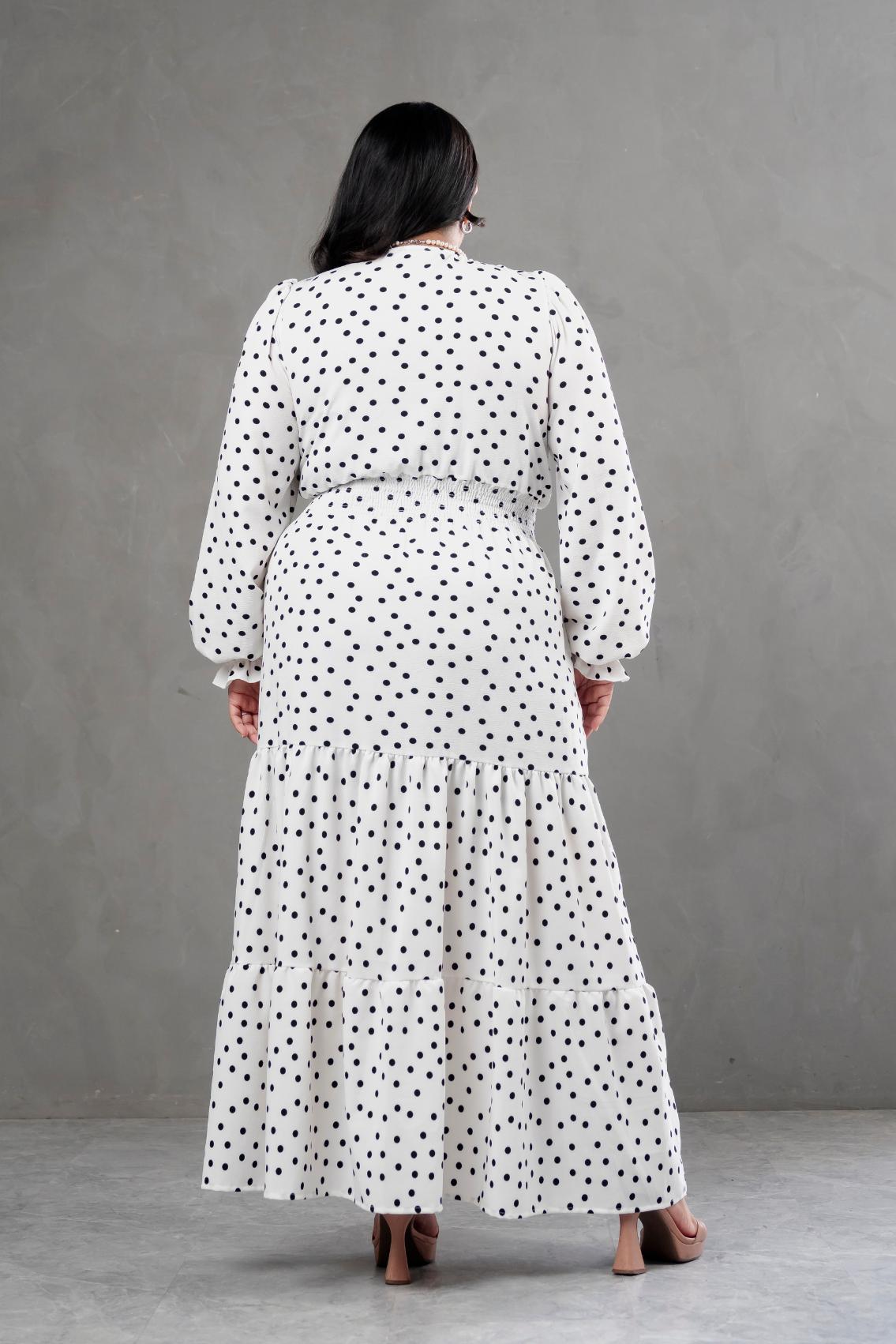 Maxivestido Lara Polka Dots blanco