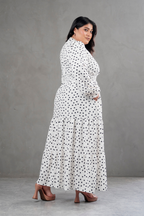 Maxivestido Lara Polka Dots blanco