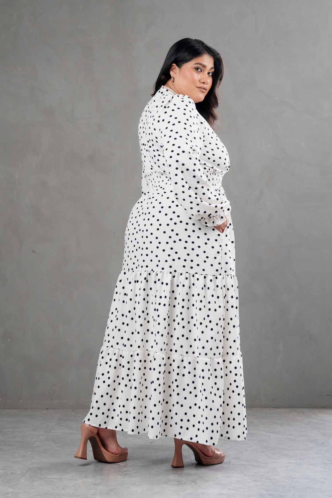 Maxivestido Lara Polka Dots blanco