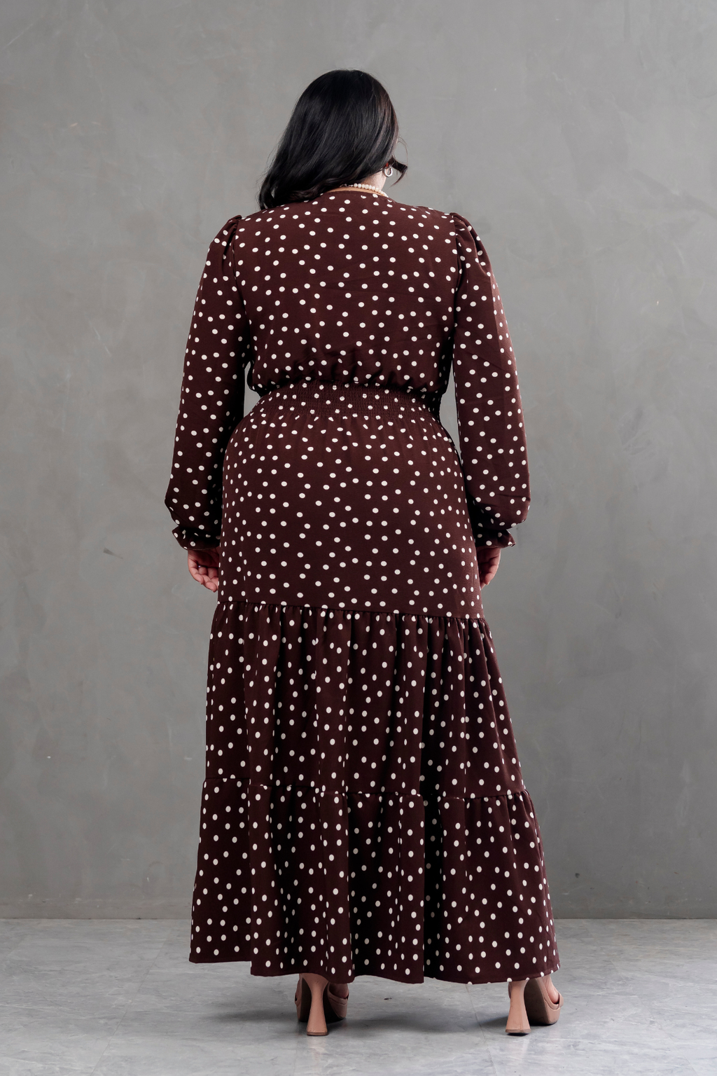 Maxivestido Lara Polka Dots marron