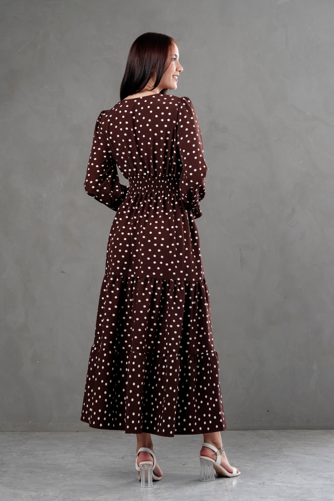 Maxivestido Lara Polka Dots marron