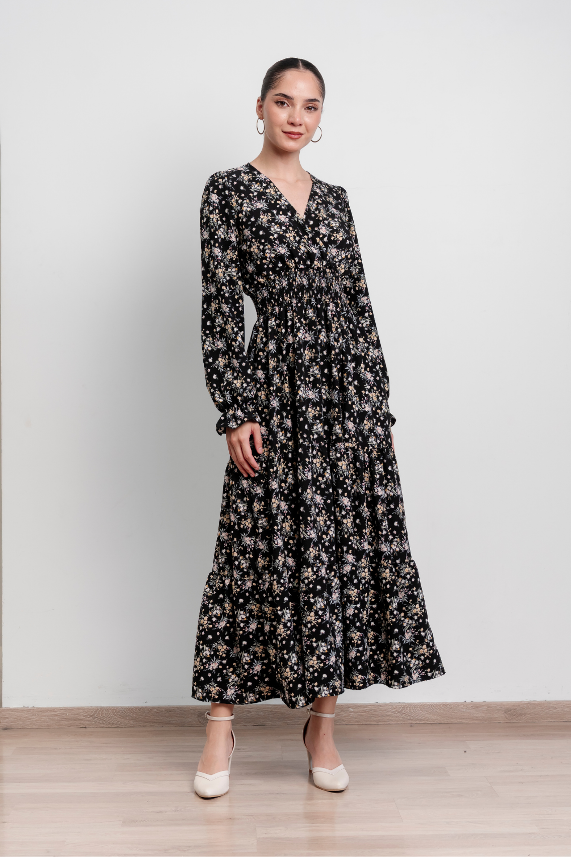 Maxivestido manga larga Lara Flores