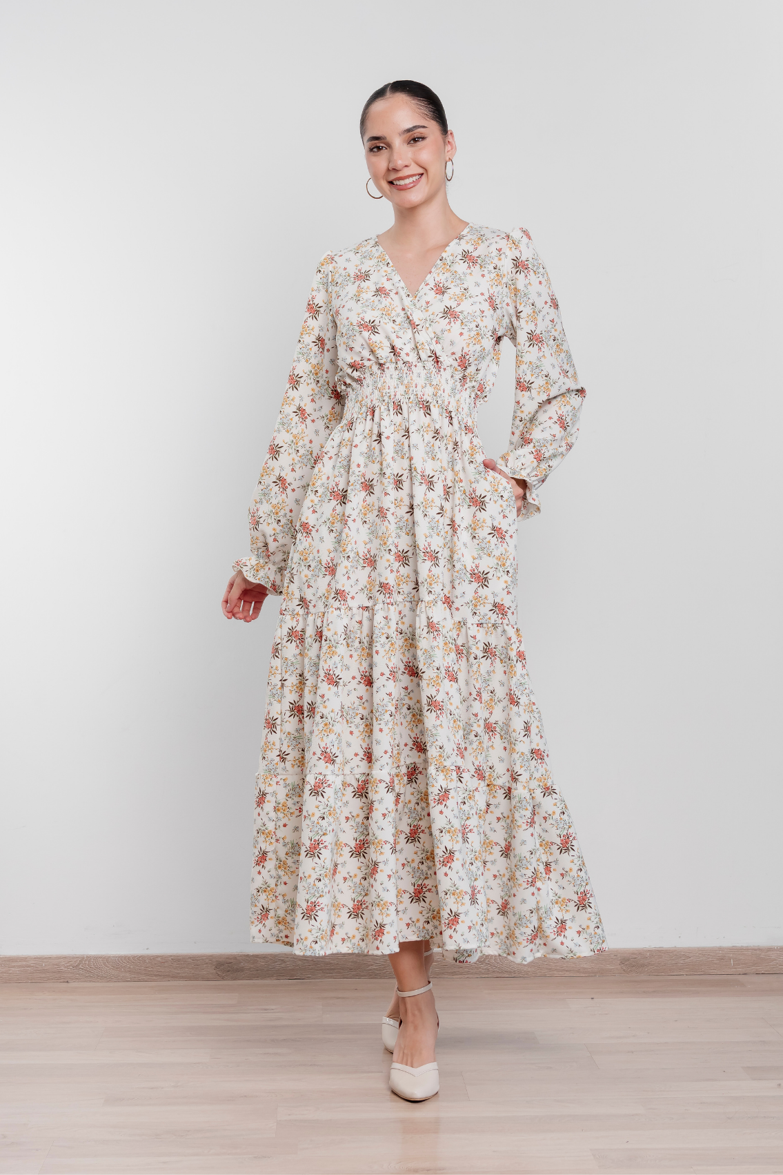Maxivestido manga larga Lara Flores