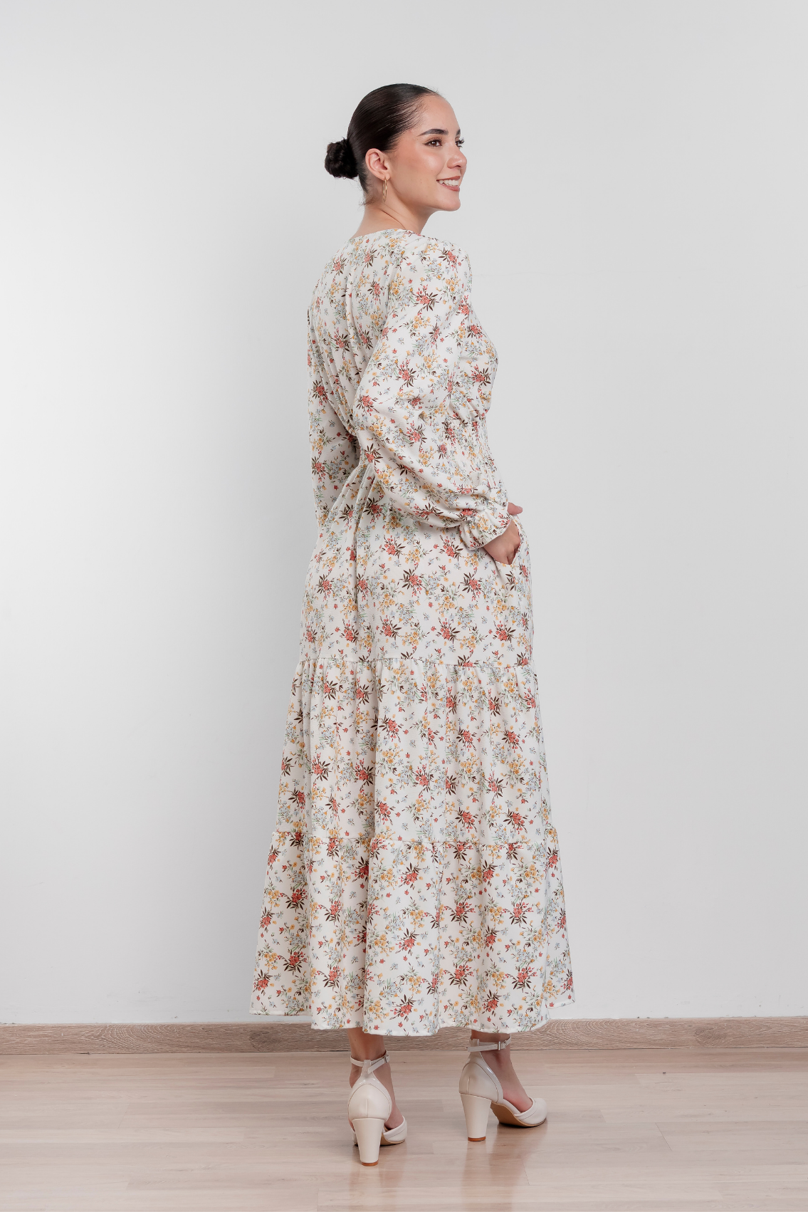 Maxivestido manga larga Lara Flores