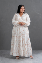 Maxivestido manga larga Lara Polka Dots Lacre