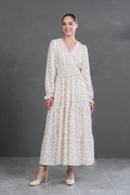 Maxivestido manga larga Lara Polka Dots Lacre