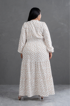 Maxivestido manga larga Lara Polka Dots Lacre