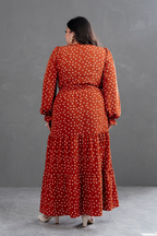 Maxivestido manga larga Lara Polka Dots Lacre