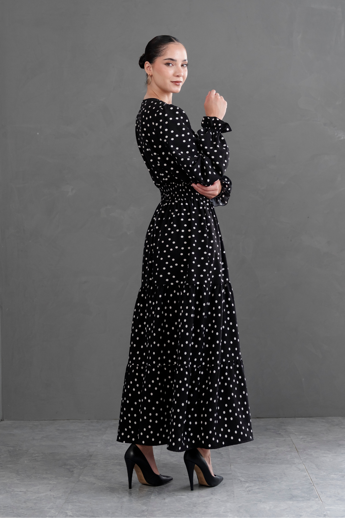 Maxivestido Lara Polka Dots negro