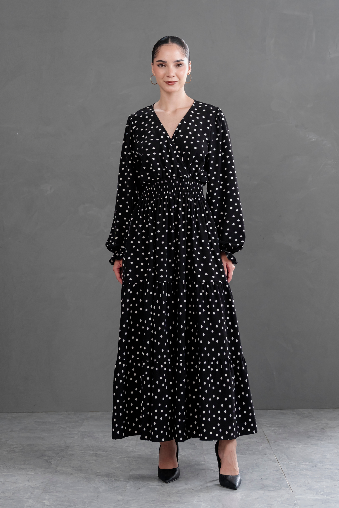 Maxivestido Lara Polka Dots negro