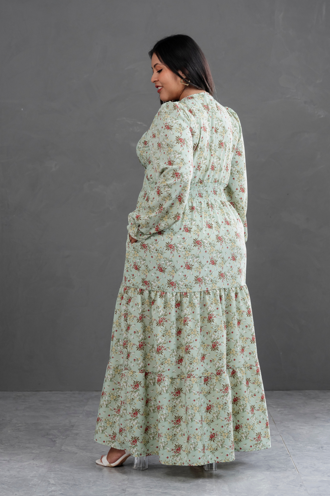 Maxivestido manga larga Lara Flores