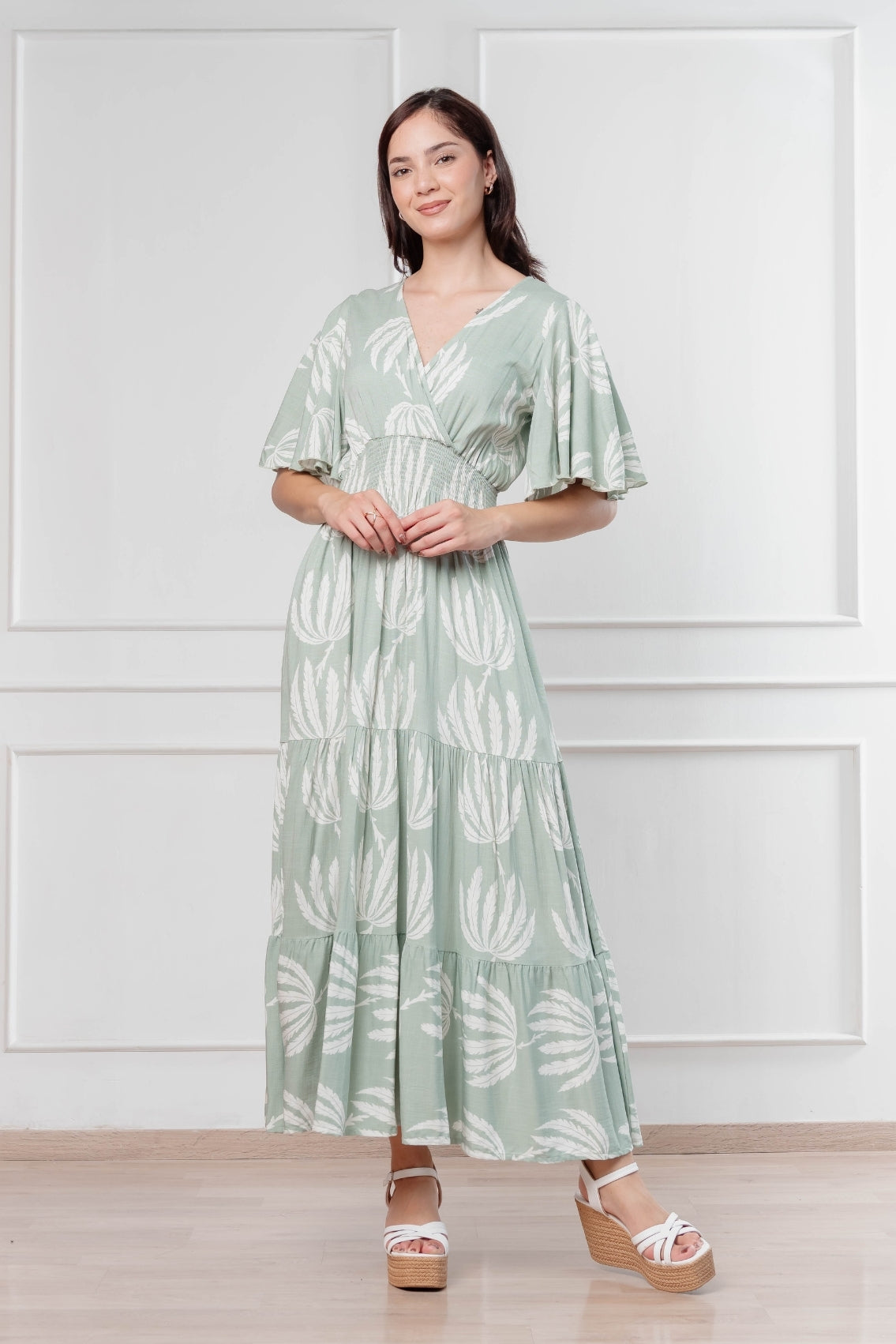 Maxivestido Naira Mangas acampanadas