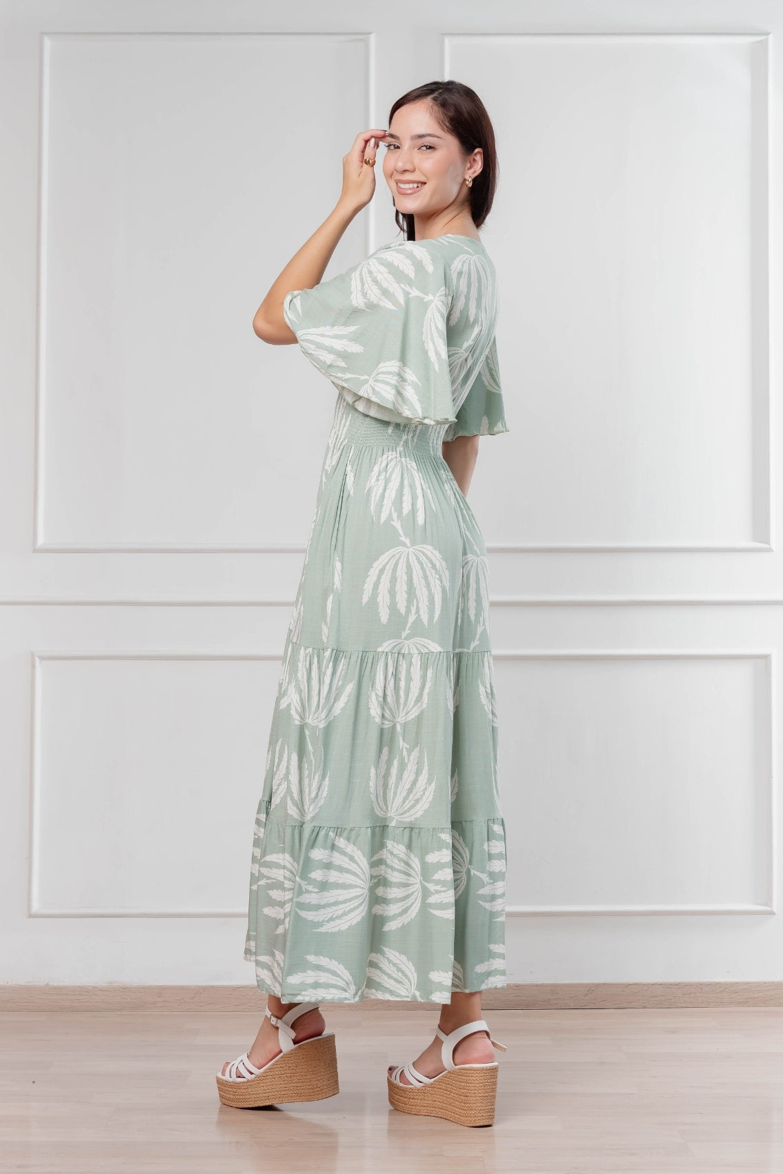 Maxivestido Naira Mangas acampanadas