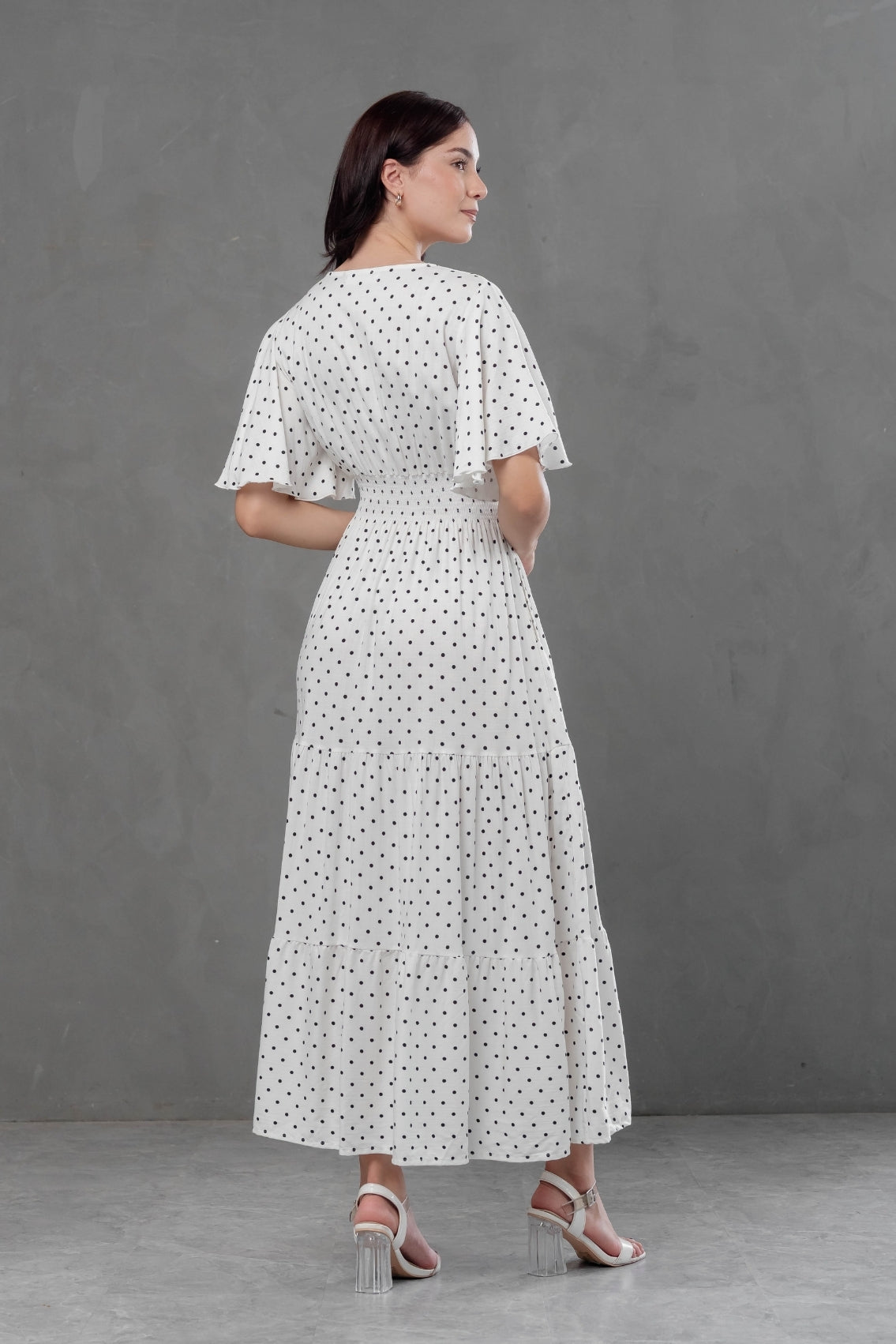 Maxivestido Naira Polka blanco