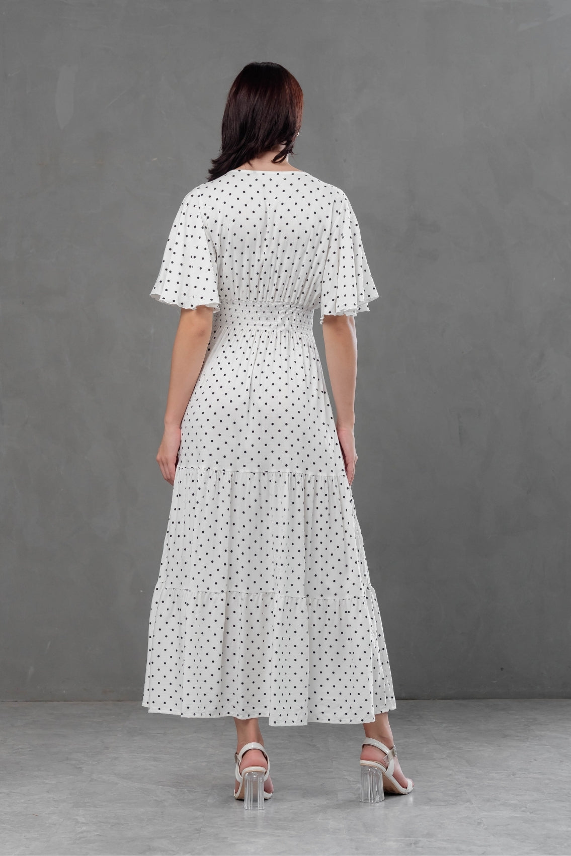 Maxivestido Naira Polka blanco