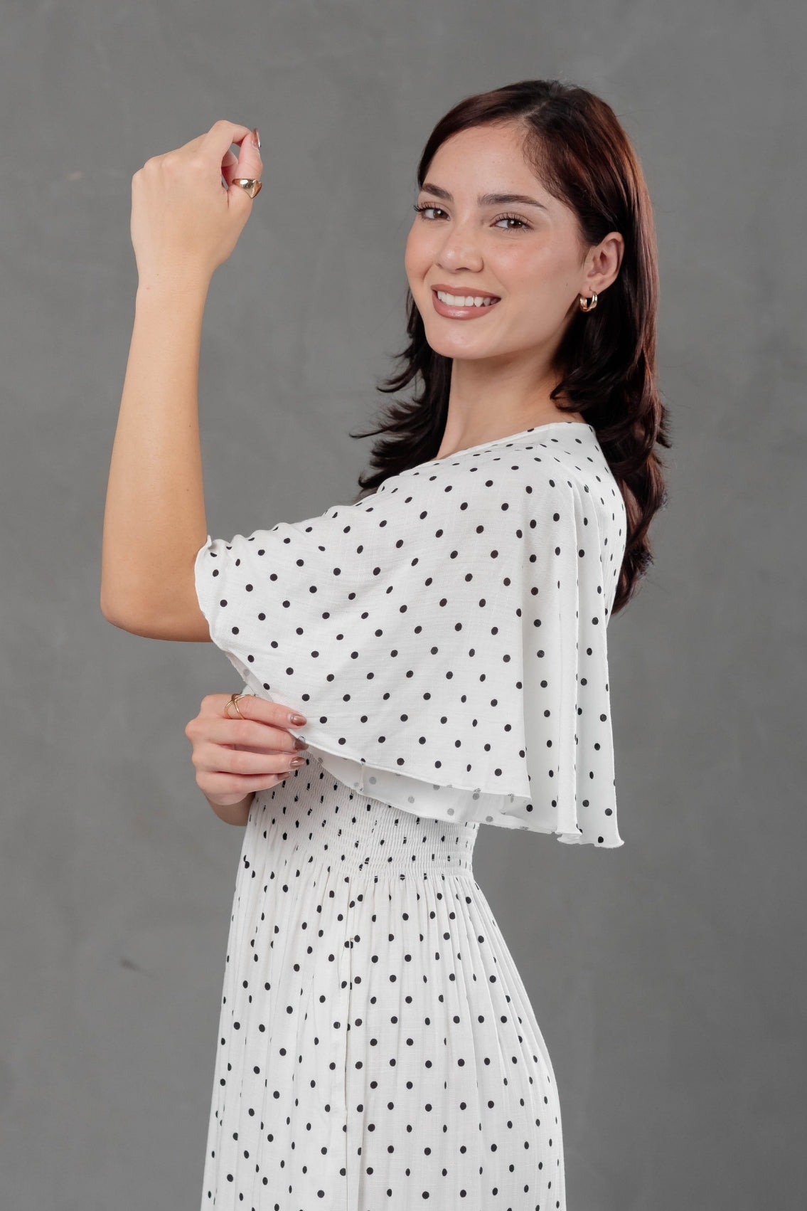 Maxivestido Naira Polka blanco