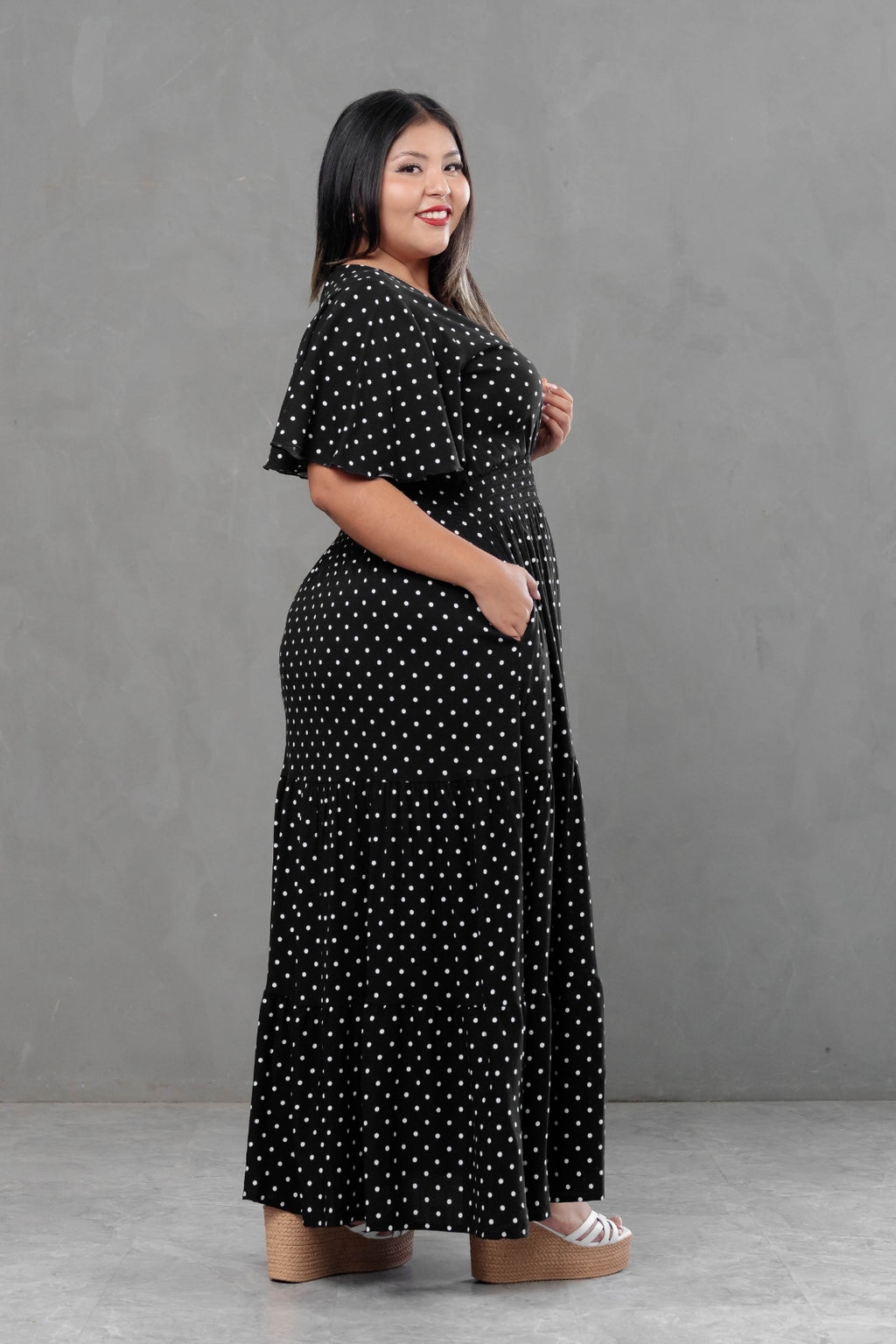 Maxivestido Naira Polka negro