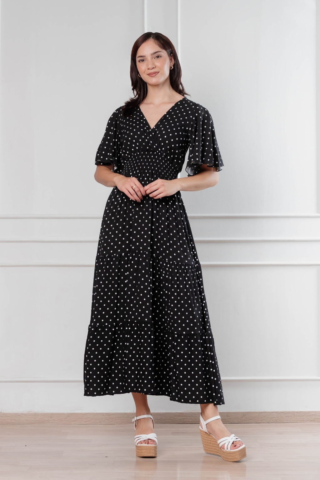 Maxivestido Naira Polka negro
