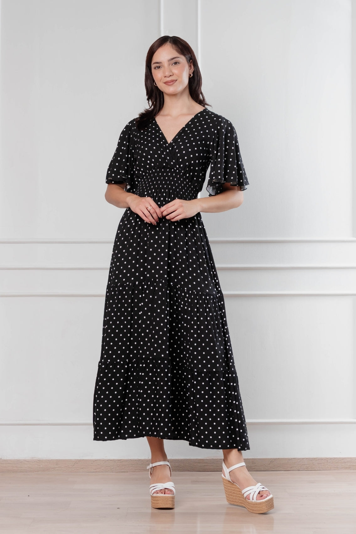 Maxivestido Naira Polka negro