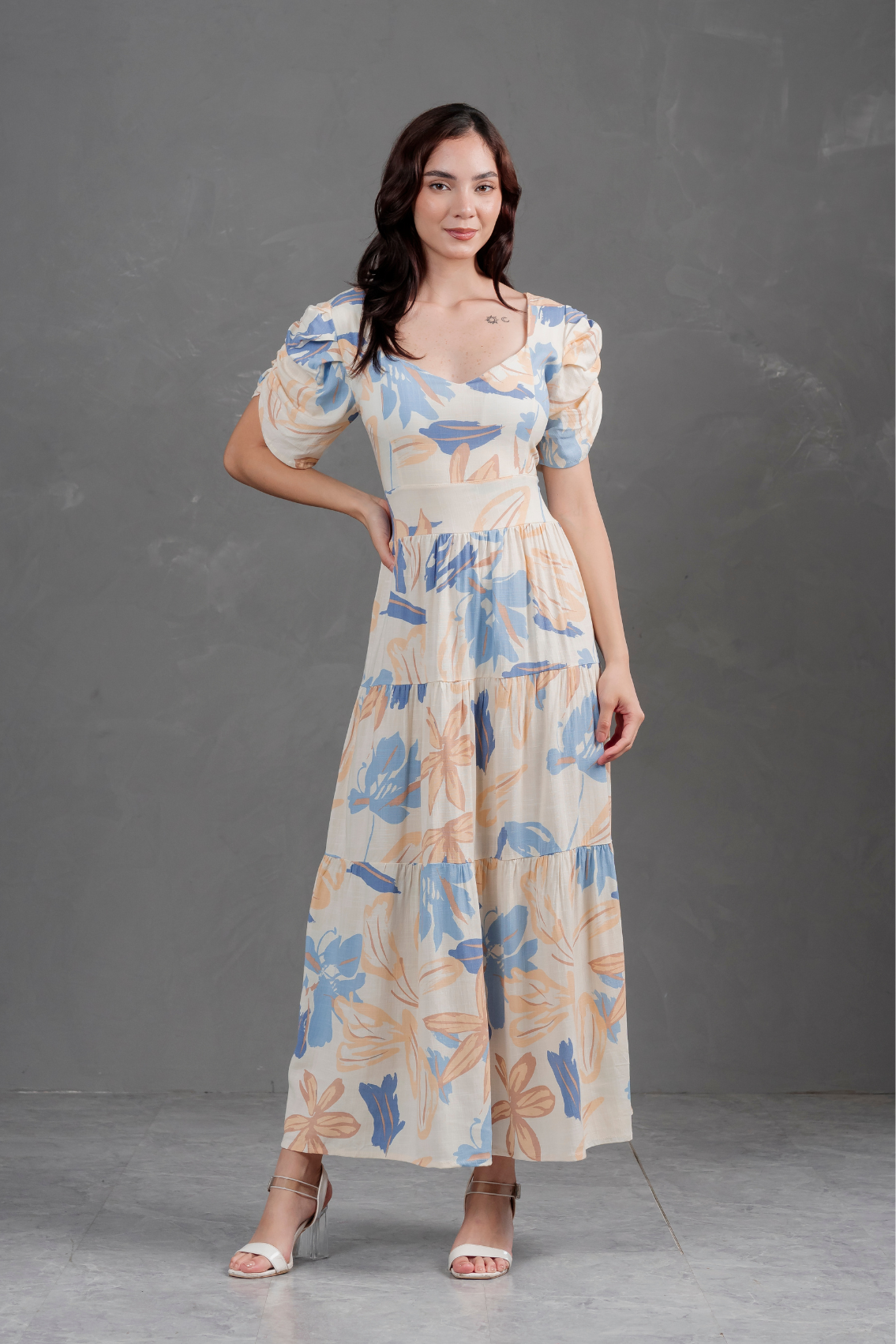 Maxivestido de lino Renatta Floreado