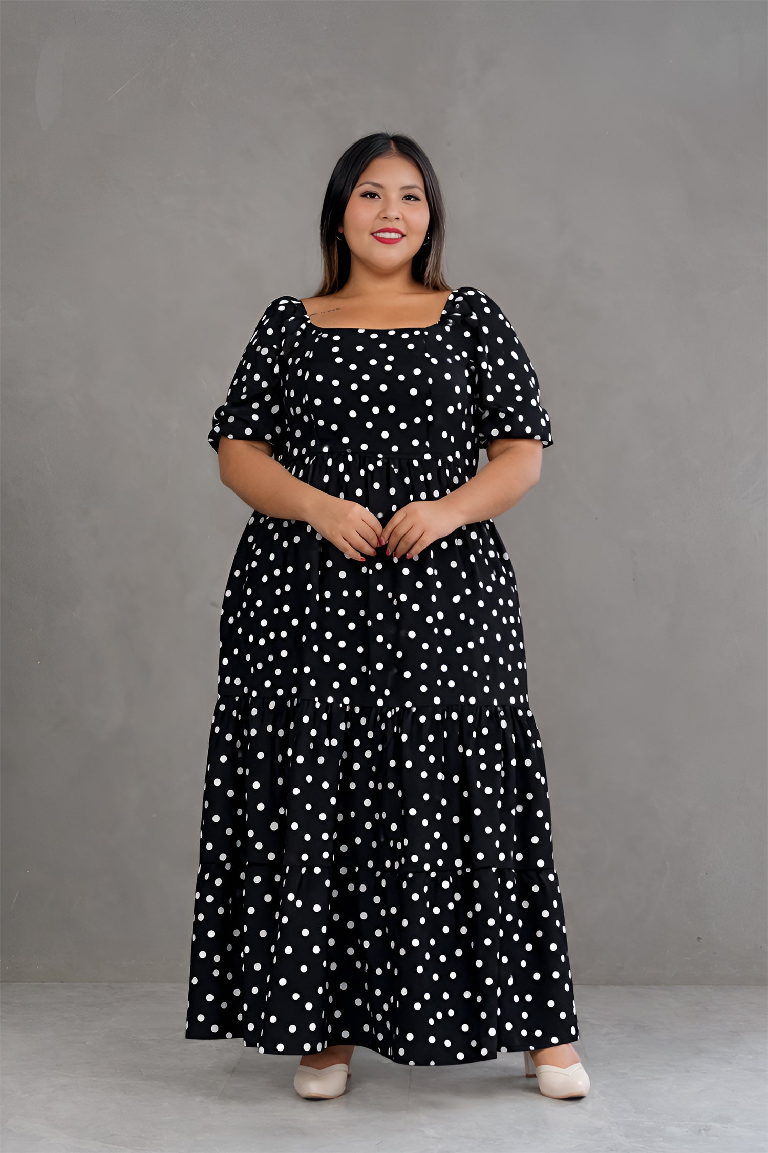 Maxivestido Alma Polka Dots Negro