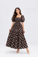 Maxivestido Gabriela Polka Dots Marrón