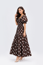 Maxivestido Gabriela Polka Dots Marrón