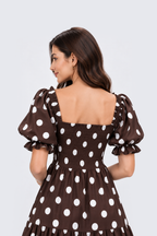 Maxivestido Gabriela Polka Dots Marrón