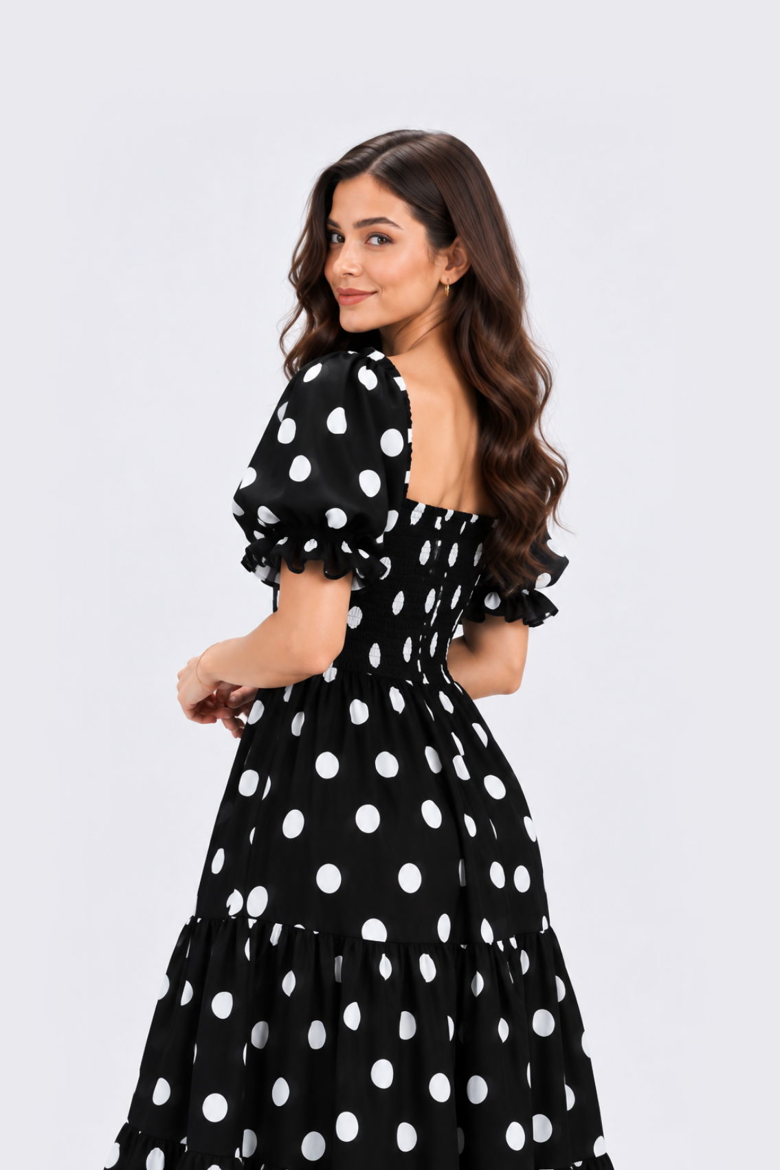 Maxivestido Gabriela Polka Dots Negro