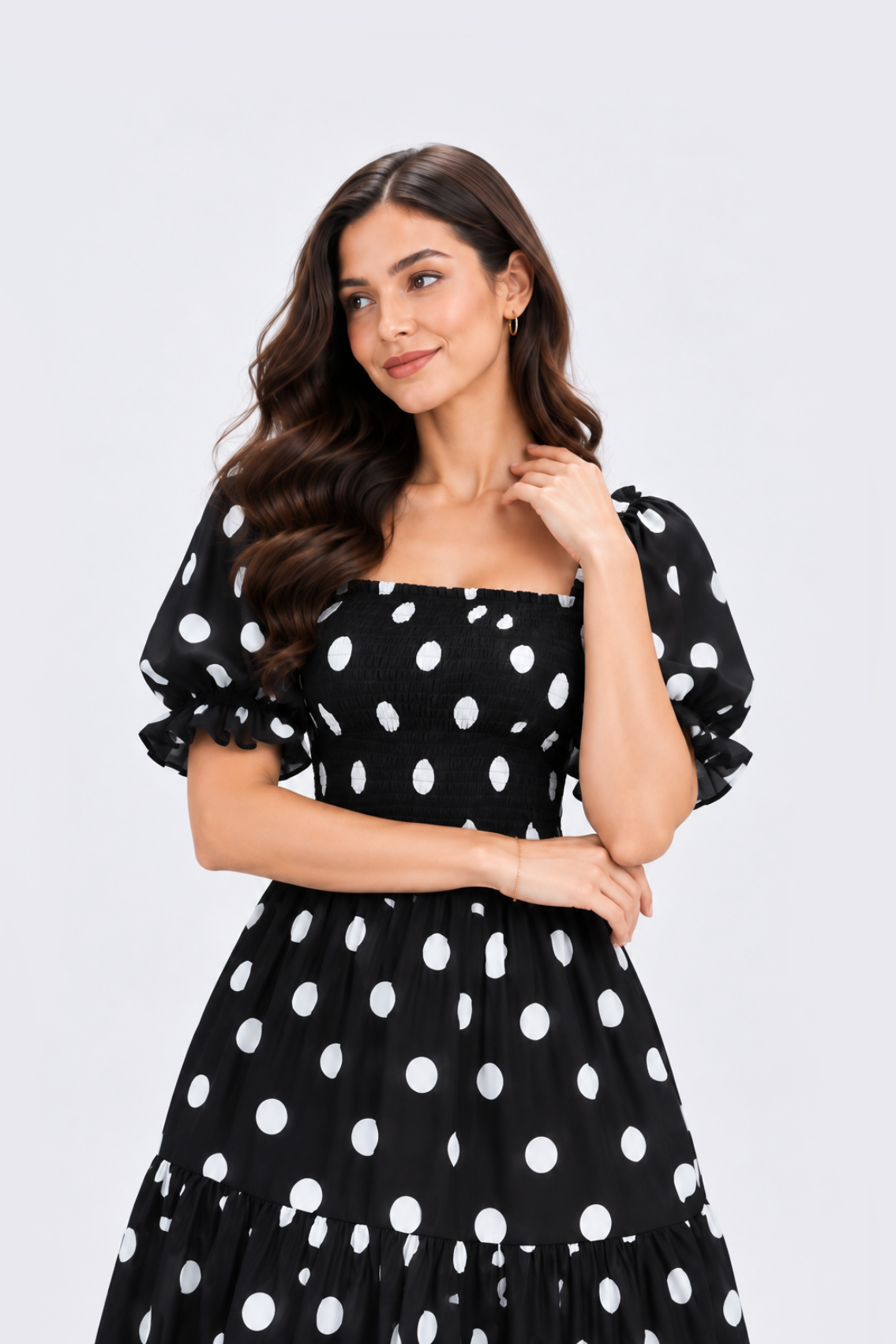 Maxivestido Gabriela Polka Dots Negro